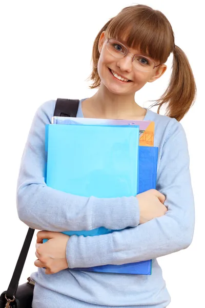 Estudante feliz com livros — Fotografia de Stock