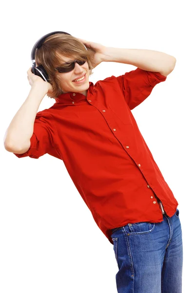 Happy smiling young man dancing — Stock Photo, Image