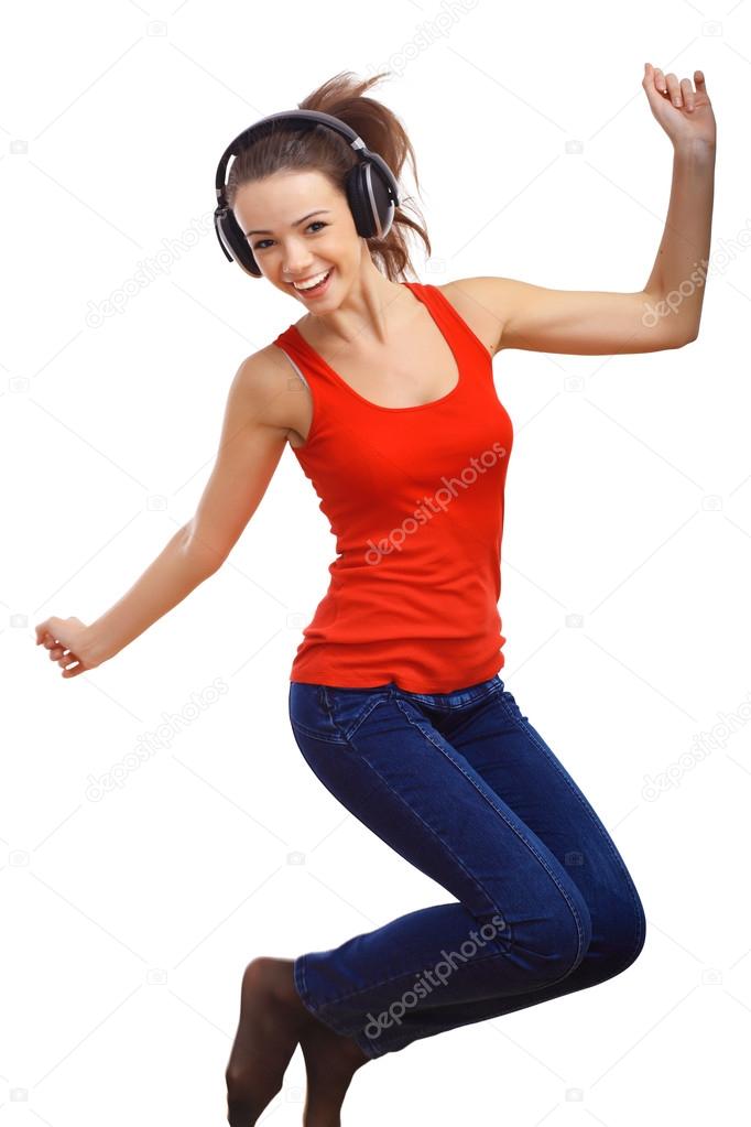 Happy smiling girl dancing Stock Photo by ©SergeyNivens 12559787