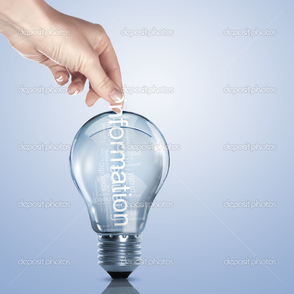 Word Information inside a light bulb