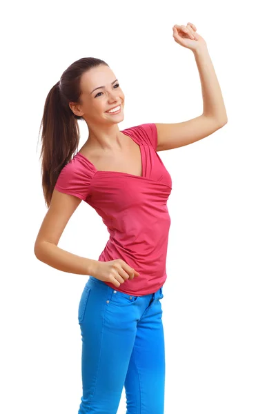 Feliz sorridente menina dançando — Fotografia de Stock