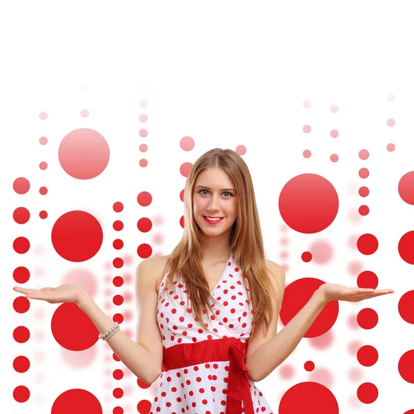 Jovem mulher bonita em vestido vermelho — Fotografia de Stock