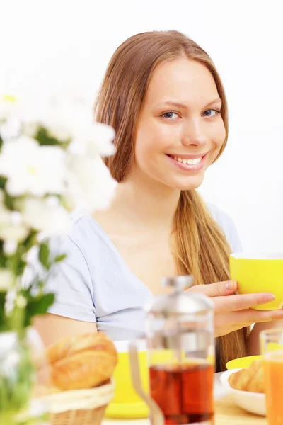 Beautiful young woman drinking tea Royalty Free Stock Images