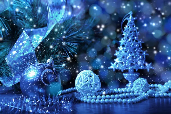 Blaue Weihnachtscollage — Stockfoto