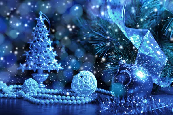 Collage di Natale blu — Foto Stock