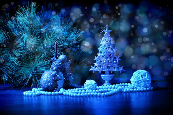 Μπλε Χριστούγεννα κολάζ — Φωτογραφία Αρχείου