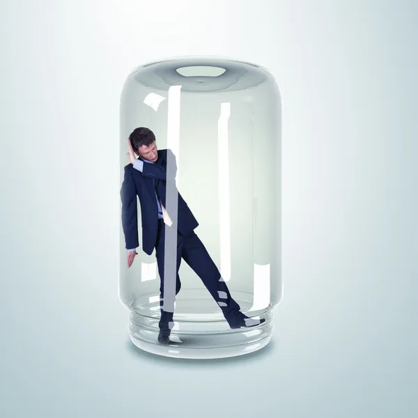 Businessman inside glass jar — Stock Photo, Image