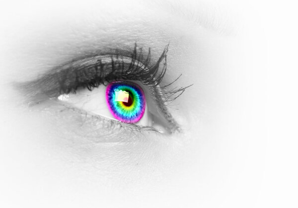 Human eye on grey background