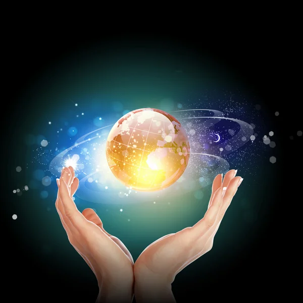 Hand touching the earth — Stock Photo, Image