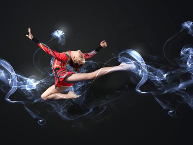 jimnastikçi elbise poz içinde genç bir kadın