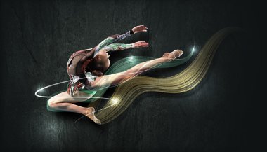 jimnastikçi elbise poz içinde genç bir kadın