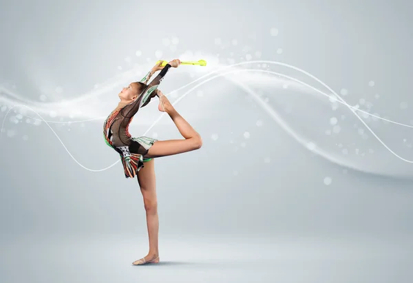 Wanita muda berpose gymnast suit — Stok Foto