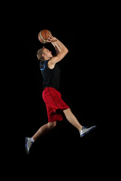 Basketballspieler mit Ball — Stockfoto