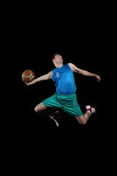 バスケットボール選手、ボール付き — ストック写真