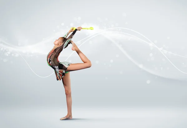 Young woman in gymnast suit posing — Stock Photo, Image