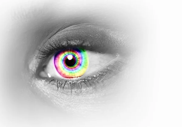 Ludzkie oko na szarym tle — Zdjęcie stockowe