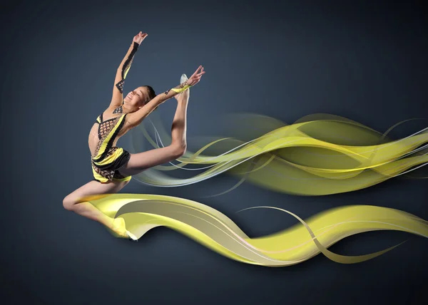 Young woman in gymnast suit posing — Stock Photo, Image