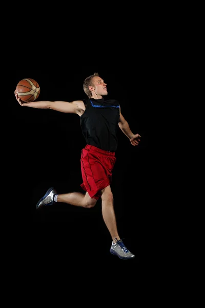 Basketballspieler mit Ball — Stockfoto