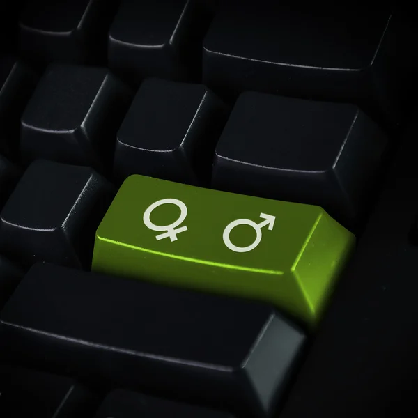 Keyboard with button showing the chat icon — Stock Photo, Image