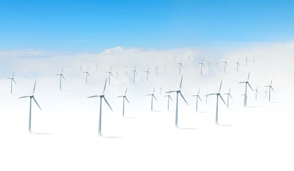 Современные белые ветряные турбины — стоковое фото