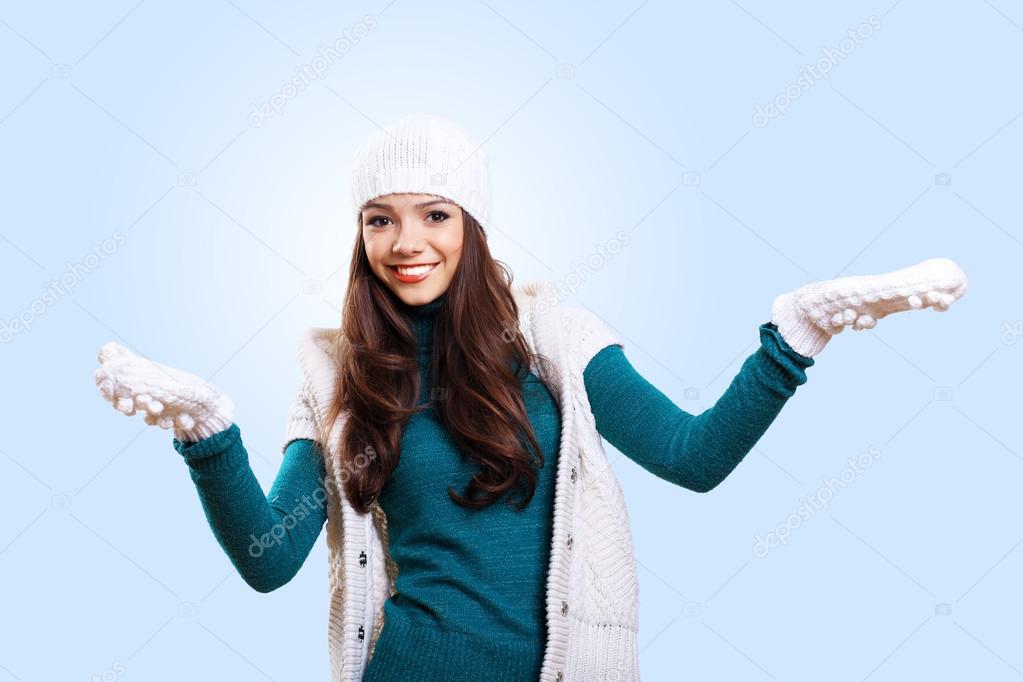 Young woman wearing warm sweater