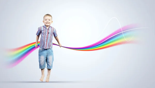 Happy kid jumping — Stock Photo, Image