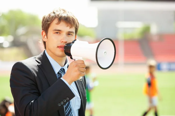 Anuncio de negocios a través de altavoz 2 — Foto de Stock