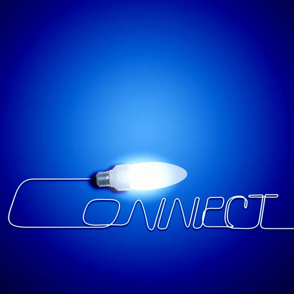 Electric bulb and word connect — Stock Photo, Image