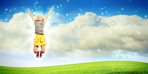 Happy kid jumping — Stock Photo, Image