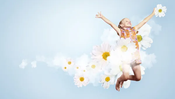 Happy kid jumping — Stock Photo, Image