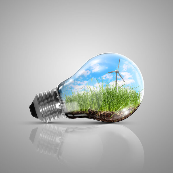 Лампочка с чистым символом природы внутри
