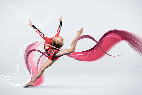 Young woman in gymnast suit posing — Stock Photo, Image