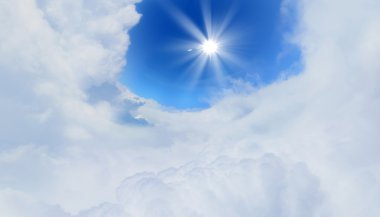 Mavi gökyüzü ve güneş.