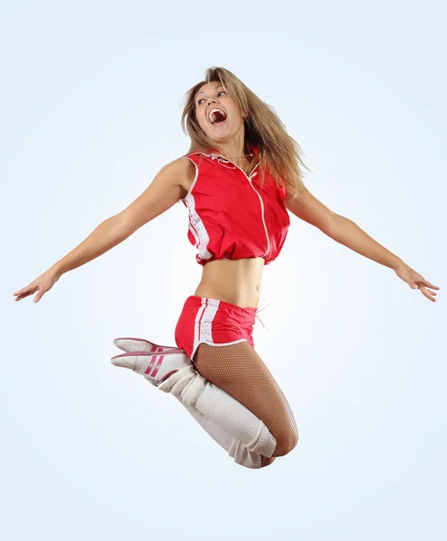 Cheerleader tjej hoppning — Stockfoto