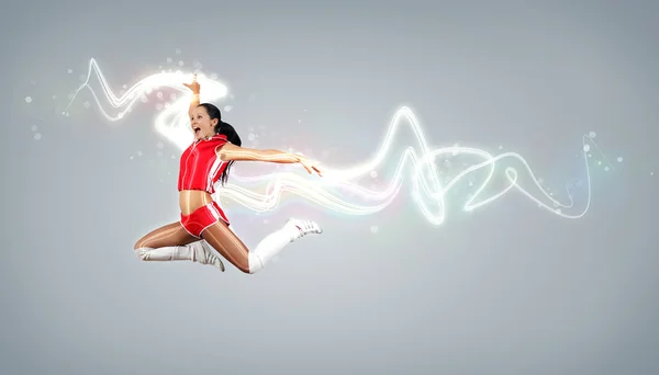 Young woman dancer. With lights effect. — Stock Photo, Image