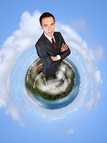 Planet earth against sky background — Stock Photo, Image