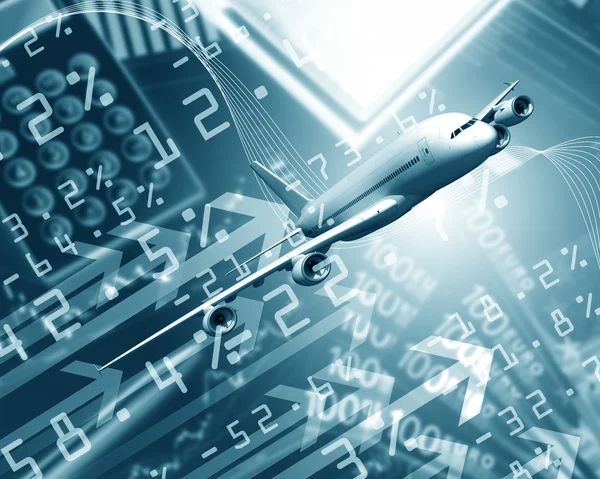 Plane against business background — Stock Photo, Image