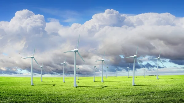 Éoliennes blanches modernes — Photo