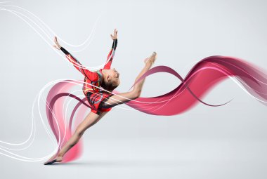 Young woman in gymnast suit posing clipart