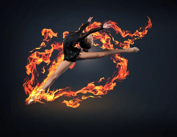 Young woman in gymnast suit posing — Stock Photo, Image