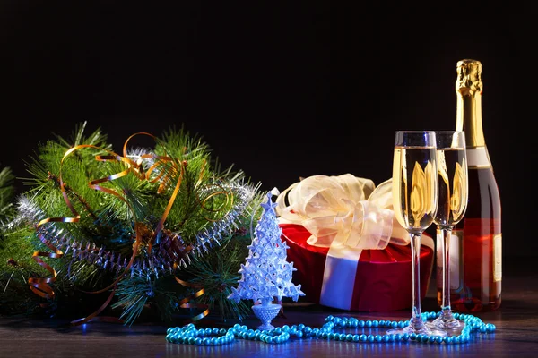 New Year's still life with glasses — Stock Photo, Image