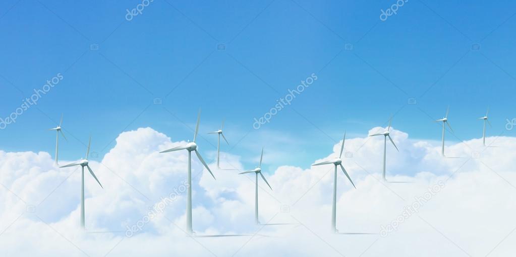 Modern white wind turbines