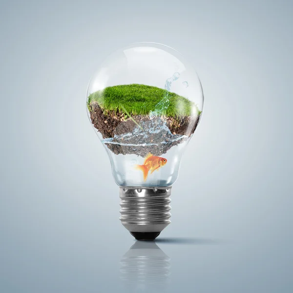 LAMP lampa med ren natur symbol inne — Stockfoto