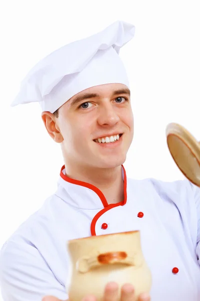 Young cook preparing food — Stock Photo, Image