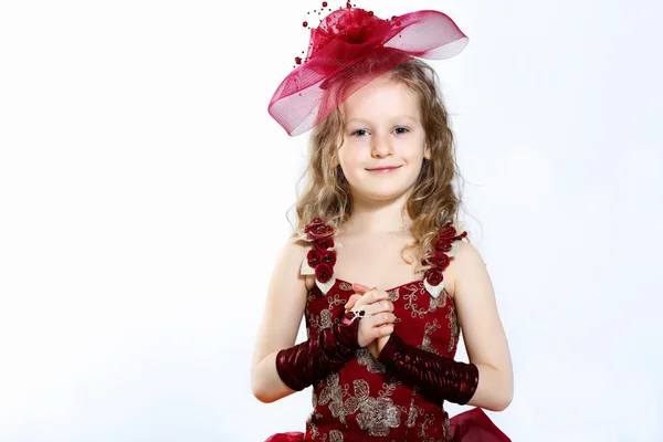 Liten flicka i vacker klänning — Stockfoto