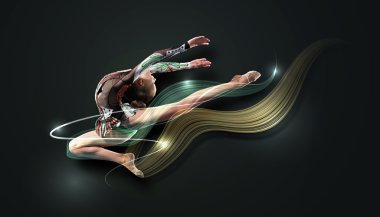 jimnastikçi elbise poz içinde genç bir kadın