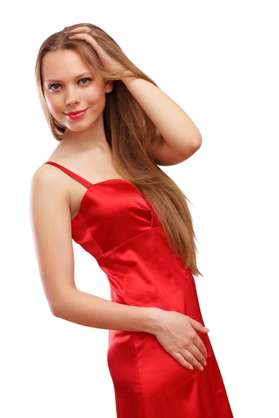 Piros ruhás nő — Stock Fotó
