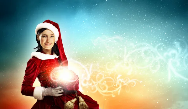 Noel Baba kostüm güzel kız — Stok fotoğraf