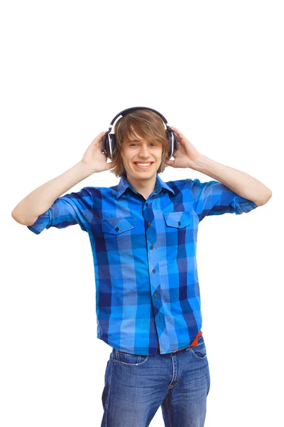 Happy smiling young man dancing Stock Image