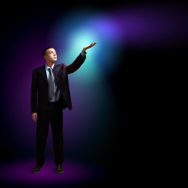 iş adamı, parlayan ışık ile
